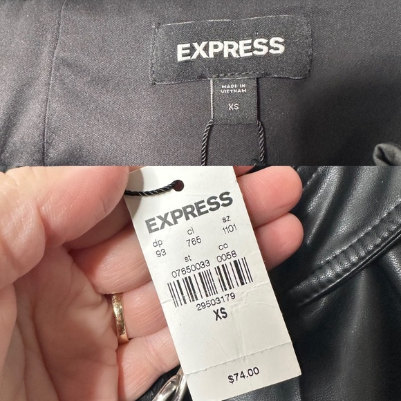 Express Faux Leather Belted Mini Skirt in Pitch Black NEW - Picture 6 of 10